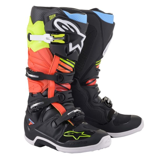 bota alpinestars tech 7 preto amarelo fluor vermelho fluor azul 563571 0