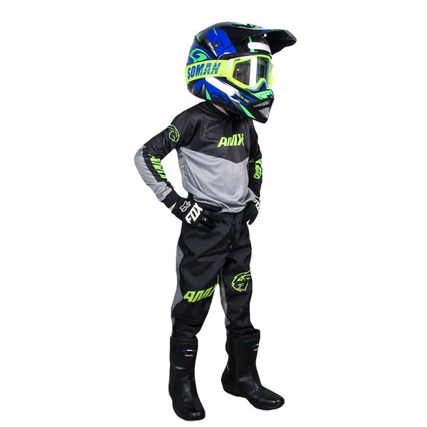 conjunto infantil linha classic cinza e prto neon