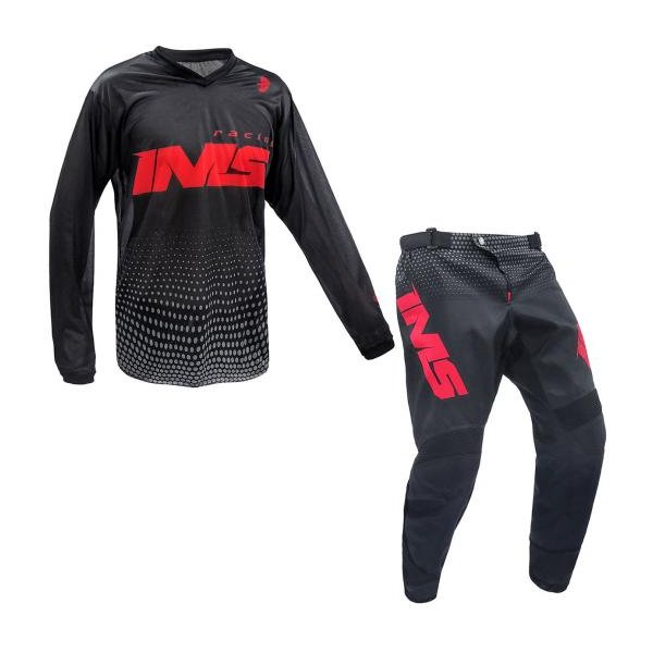kit calca camisa ims mx preto vermelho 60216
